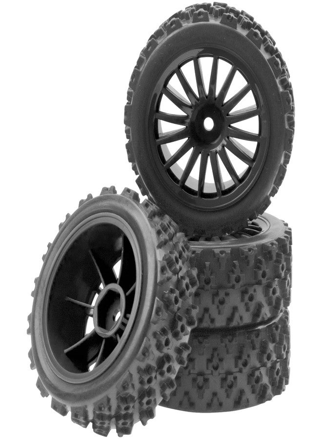 Vgoohobby 4Pack Vgoohobby OD2.83in 1/10 On Road Rubber Tires w/Nylon Wheel Rims 12mm Hex Compatible with HSP HPI Redcat Tamiya Traxxas 1/10 RC On Road Racing Touring Car (Black) - Image 1